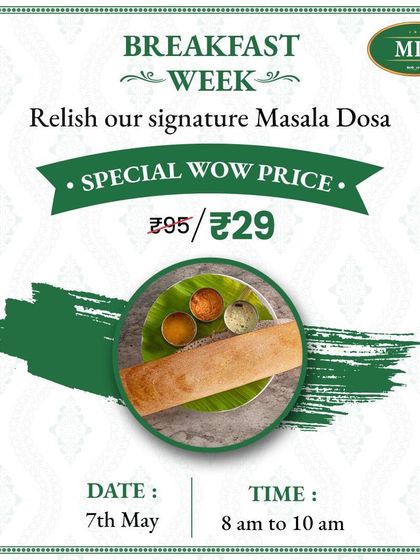 A steal deal for our Breakfast Week: Masala Dosa for only ₹29!