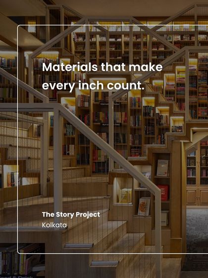 This graphic highlights our material-driven approach at The Story Project. In a space where every inch counts, honest materials and thoughtful details become the force that holds the experience together, making it efficient, elegant, and deeply experiential.