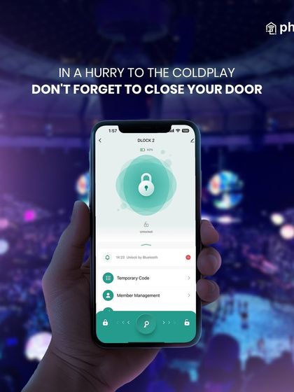 In a hurry to the concert? Don't forget to close your door. My app lets you check and lock your door remotely, so you can enjoy the show without a worry.