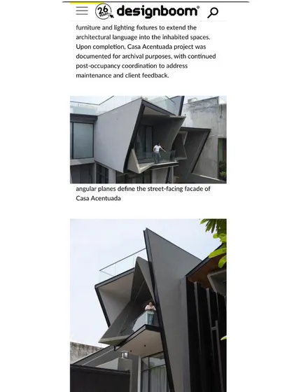 Another screenshot from the Designboom article, showing the angular planes that define the street-facing façade of the home.