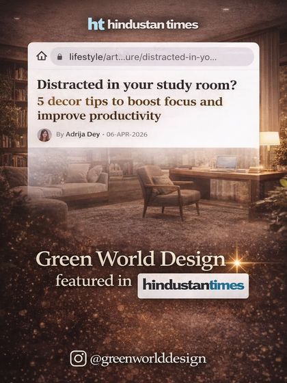 Featured in the Hindustan Times, I shared practical decor tips to boost focus and productivity in study rooms. A well-designed space should support its function, and for a study, that means minimizing distractions and creating an environment conducive to deep work.