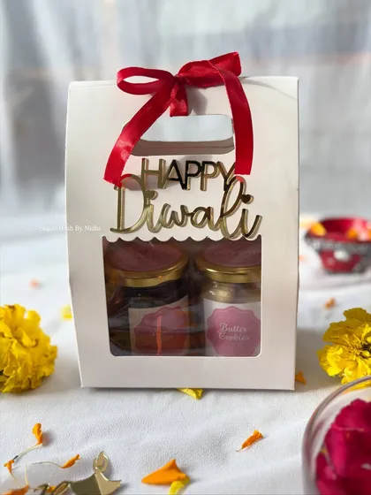 A closer look at my '2 Jar Hamper Box' for Diwali, presented in a beautiful carry-bag. This one is perfect for corporate gifting or as a thoughtful festive present.