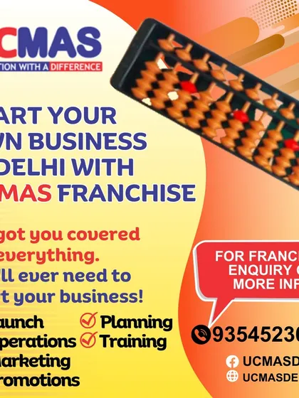 When you start a UCMAS franchise in Delhi, we have you covered. This graphic details the comprehensive support system we provide, including assistance with your business launch, operational planning, training, marketing, and promotional activities.
