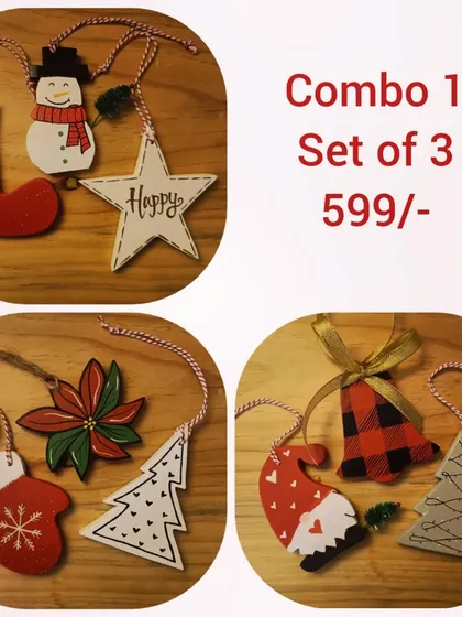 A smaller Christmas combo, this set of three hand-painted wooden ornaments is a perfect stocking stuffer or small gift.