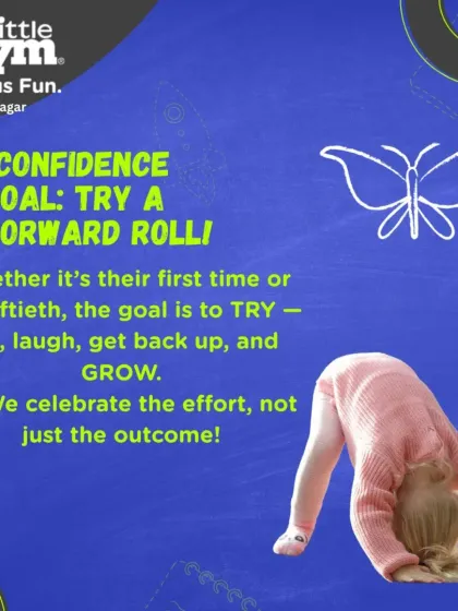 Our goal is to try. We celebrate the effort, not just the outcome. Whether it's the first or fiftieth attempt at a forward roll, we encourage kids to fall, laugh, get back up, and grow.
