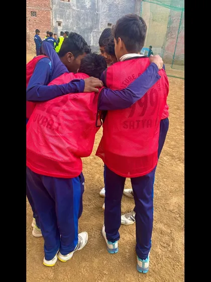 The brotherhood. Players motivating each other before taking the field.
