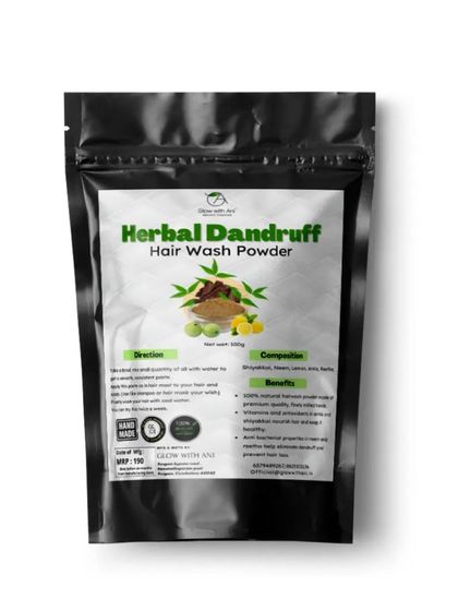 For those who prefer traditional methods, my Herbal Dandruff Hair Wash Powder is a perfect choice. It's a 100% natural mix of herbs like amla, shikakai, and neem to eliminate dandruff and prevent hair loss.