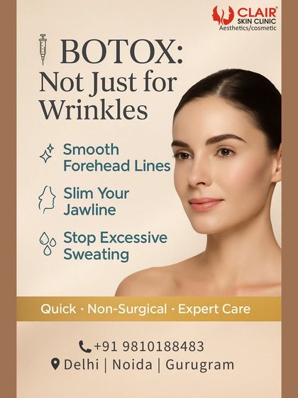 Botox is not just for wrinkles. As this infographic shows, we also use it to smooth forehead lines, slim the jawline for a more V-shaped face, and even treat excessive sweating (hyperhidrosis). It's a quick, non-surgical, expert treatment.