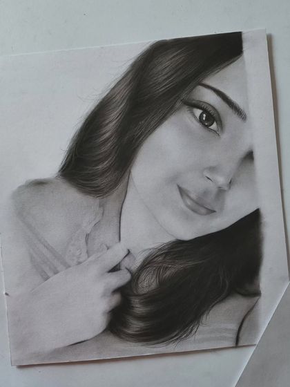 Another angle of the hair detail portrait in progress.