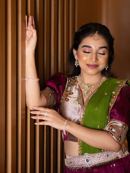 A beautiful shot from a jewellery campaign. The makeup is soft and luminous, creating an ethereal glow that enhances the beauty of the model and the jewellery.