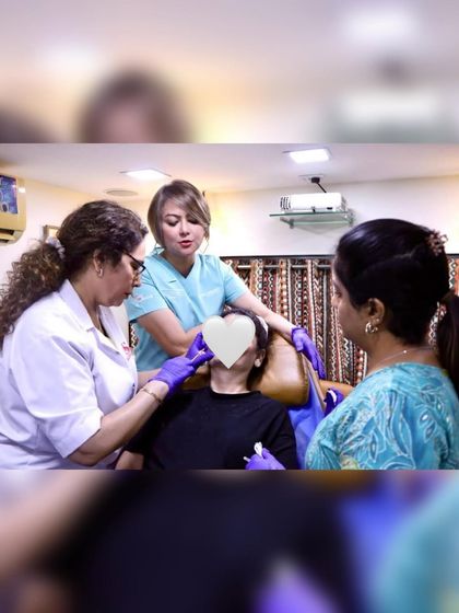 Dr. Usha Hoh demonstrating a filler technique on a patient at my clinic, with me assisting. It was a fantastic learning experience.