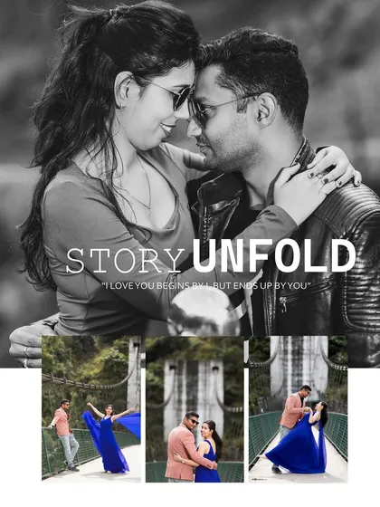 A black and white collage from a bridge shoot, with romantic text overlays. This shows how we can create a beautiful album spread from your session.