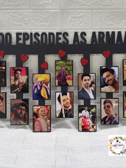 We love celebrating milestones. This custom photo frame was designed to commemorate 600 episodes for actor Rohit Purohit as Armaan. The design features 13 distinct photo tiles, creating a unique piece of memorabilia for the actor.