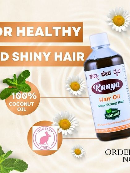 Made with a 100% coconut oil base, my Kanya Hair Oil is crafted for healthy and shiny hair. I'm proud that my product is cruelty-free, a core value of my homemade brand.
