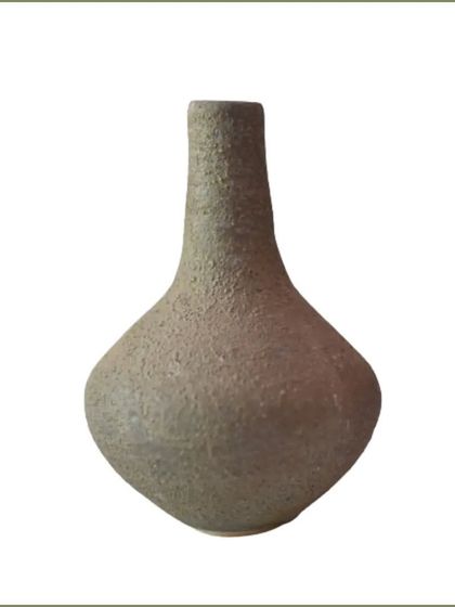 A simple vase with a volcanic texture. The grainy, grey surface gives it a unique, stone-like feel.