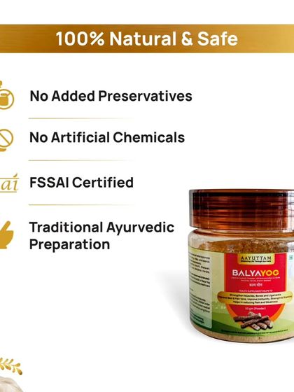 I ensure my Balya Yog is 100% natural and safe. It is FSSAI certified and made with traditional Ayurvedic methods, containing no added preservatives or artificial chemicals.