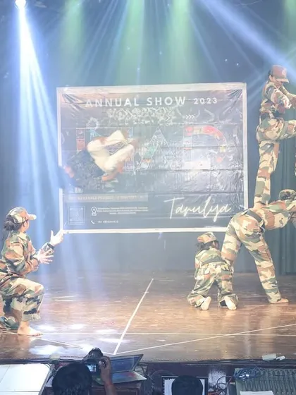 The intensity of the army act continues with another powerful formation. We use thematic choreography to teach different styles of movement and expression.