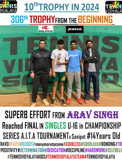 A superb effort from 14-year-old Aray Singh, reaching the singles final in the U-16 Championship Series AITA Tournament.