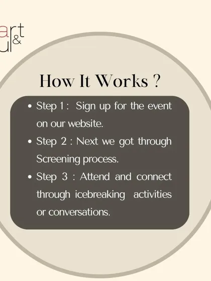 The process is straightforward. It starts with signing up, followed by a brief screening process to ensure a curated group, and then you attend and connect.