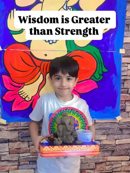 Another lesson from our Ganesha workshop: "Wisdom is Greater than Strength." Each child's creation is a celebration of both art and values.