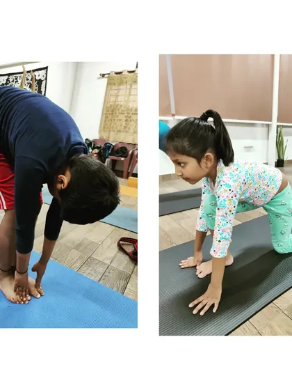 From a forward bend to a gentle tabletop pose, my kids' classes cover a range of asanas. This helps improve their concentration, flexibility, and keeps their growing bodies healthy and disease-free.