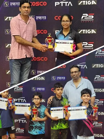 More success from our players at the Progressive Open Table Tennis Tournament. This collage shows Keshva Vasudev and Era Jain, who both secured 3rd position in their respective categories.