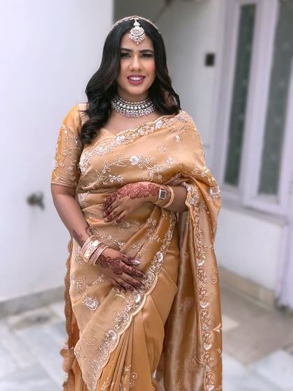 Inspired by Alia Bhatt's minimal wedding look, we created this simple and elegant style for a daytime event. The focus is on fresh skin, soft eyes, and a natural glow.