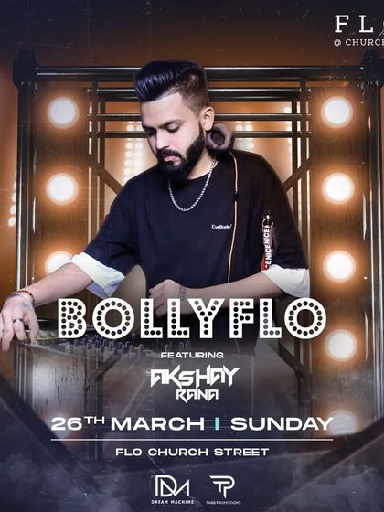 A poster for "Bollyflo" at FLO Church Street, where I spin all-new Bollywood and Punjabi music on a Sunday night.
