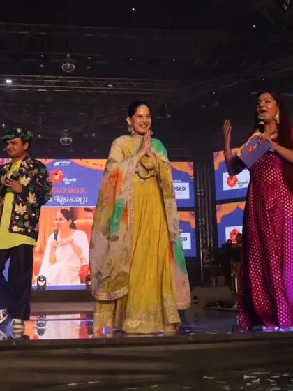 On stage with Falguni Pathak, another icon I've had the pleasure of hosting.
