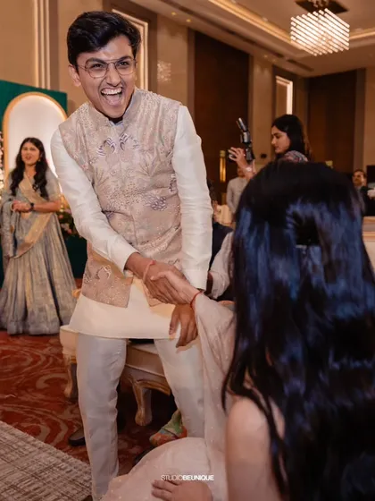 The groom's joyful expression as he greets his bride. These are the priceless, candid moments that a well-planned event allows to unfold naturally.