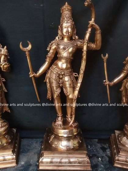 The central figure of Lord Rama from the 28-inch set. He stands majestically with his bow, embodying righteousness and dharma. This was a great honor for us to create.