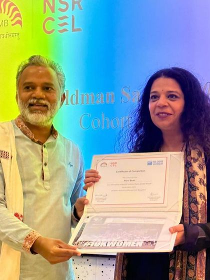 I'm a firm believer in lifelong learning. Completing the Goldman Sachs 10k Women program at IIM Bangalore was a transformative experience, connecting me with a network of inspiring women entrepreneurs. I'm filled with gratitude and ready for what's next.