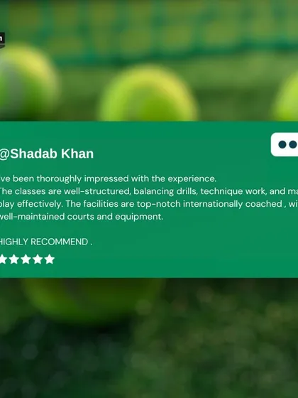 "The classes are well-structured, balancing drills, technique work, and match play effectively." Shadab Khan shares his positive experience, highlighting our top-notch facilities and internationally coached staff.