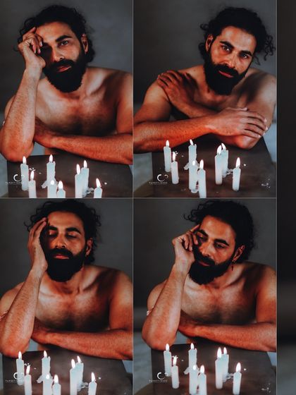 A collage showing the progression of emotion and thought within the candle-lit scene. It tells a story of contemplation, from weariness to a quiet resolve.