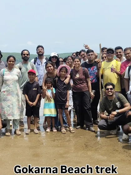 A group of our travelers on the famous Gokarna Beach trek, which connects multiple pristine beaches along the beautiful coastline.