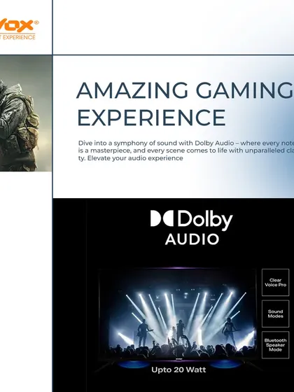 Experience amazing sound for movies and gaming with built-in Dolby Audio. It delivers up to 20 watts of power with clear voice pro technology and different sound modes, creating a symphony of sound where every note is a masterpiece.