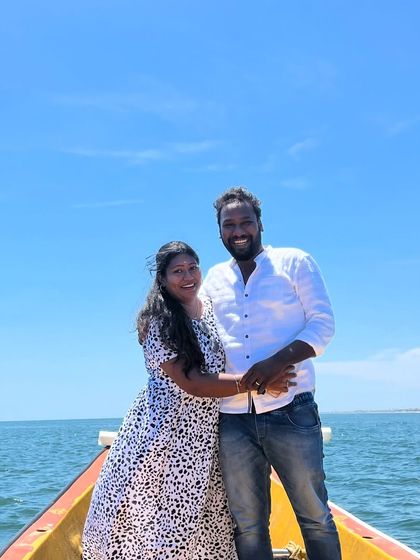 A happy couple enjoying their private boat experience, one of our most popular unique surprises.
