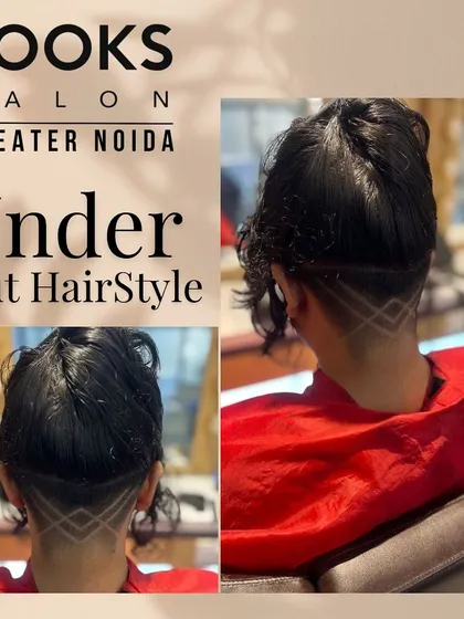 A collage showcasing a creative undercut hairstyle with a geometric pattern. This is a great way to add a hidden detail to your look.