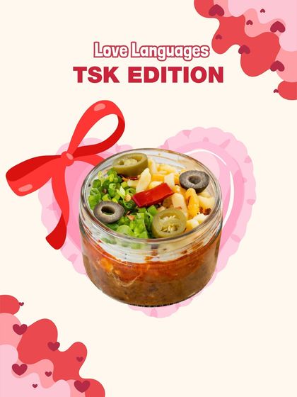 Love languages, TSK edition. This Mexican layered dip in a jar is a perfect gift or treat for Valentine's.