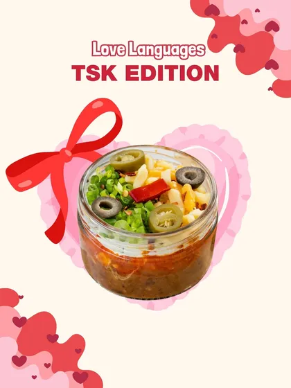 Love languages, TSK edition. This Mexican layered dip in a jar is a perfect gift or treat for Valentine's.