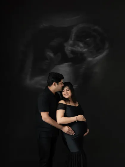 A love story about to start its most beautiful chapter. This is one of my favorite concepts, where we project your baby's ultrasound scan, connecting you with the little one you're so excited to meet.