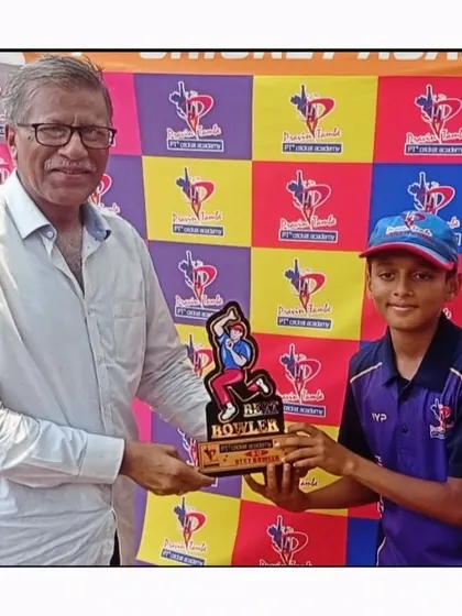 This U-12 player is recognized as the Best Bowler, a testament to his discipline and skill in leading the team's bowling attack.