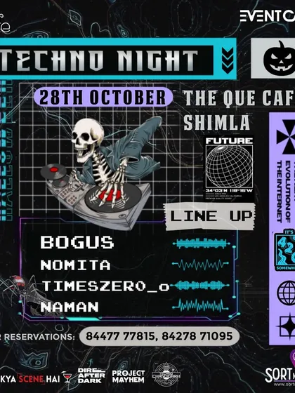 Bringing the beats to the mountains! This was for a special Halloween techno night at The Que Cafe in Shimla, where I played an Afro House and Tech House set.