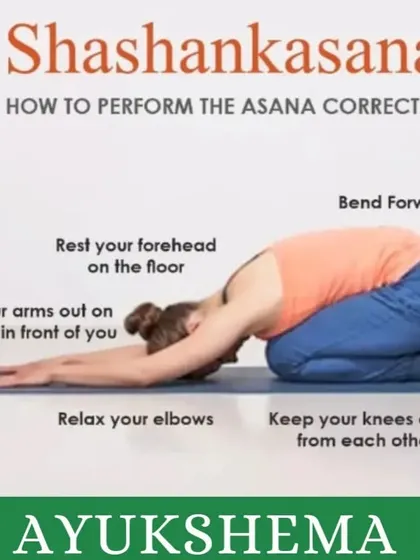 A simple guide on how to correctly perform Shashankasana (Hare Pose), a calming forward bend that helps to relieve stress and stretch the back.