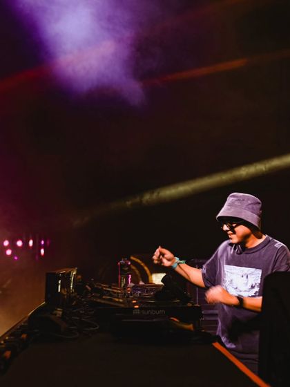 A candid shot of me in action at Sunburn, with a smile on my face.