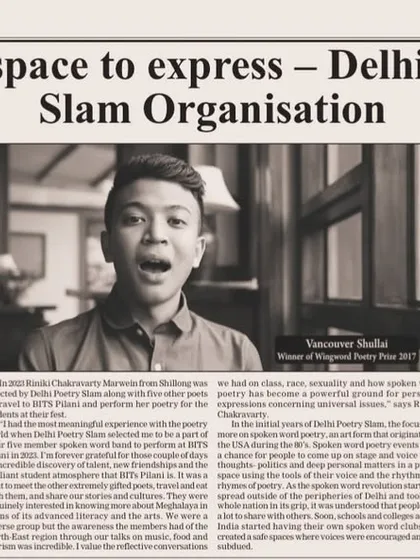 We are proud to be recognized as a safe and essential space for poets in India. This feature in the Meghalaya Times highlights our work in creating a platform for young poets to express themselves, win competitions like the Wingword Poetry Prize, and launch their literary careers.