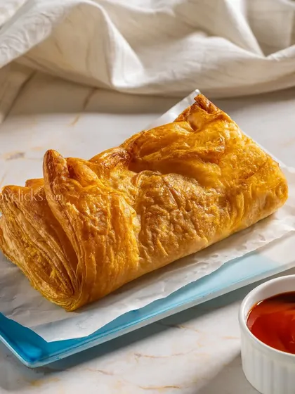 A flaky vegetable puff pastry from Gulab Sweets, a perfect tea-time snack.