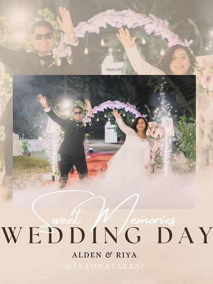 A grand wedding day entrance for Alden and Riya. We choreograph spectacular entries for the bride and groom, complete with special effects like smoke and sparklers to create a truly cinematic moment.