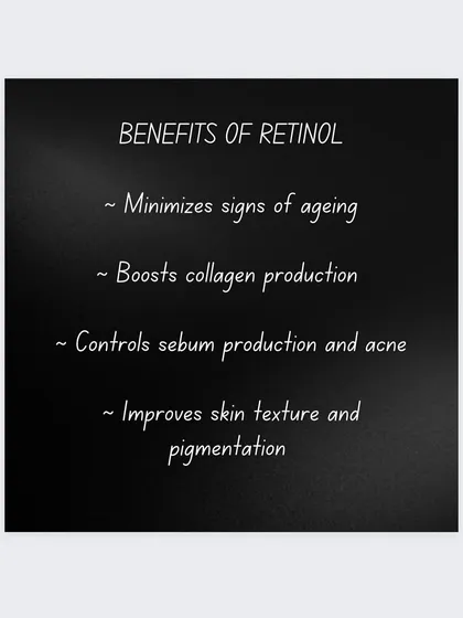 A quick reference for the powerful effects of retinol, from minimizing aging signs to improving pigmentation. It's a true multi-tasker for skin health.