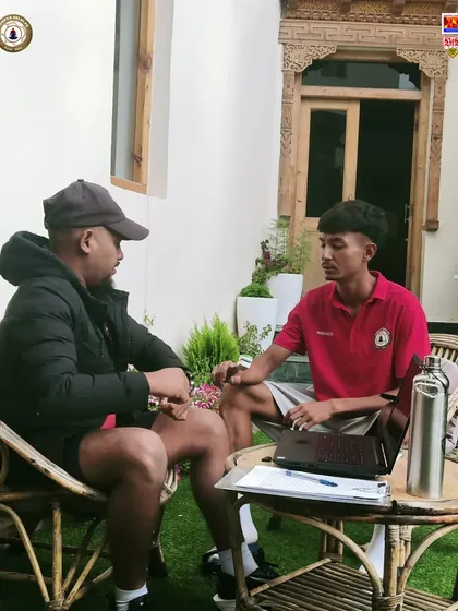 One on one analysis is a key part of our coaching. Here, a coach reviews performance data with a player during our Ladakh tour, providing personalized feedback for improvement.